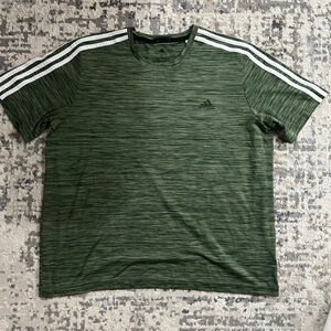 Adidas Men's Green Tee with White Accents